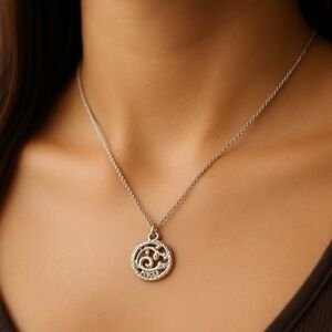 Pisces Necklace Silvertone Metal 18” long